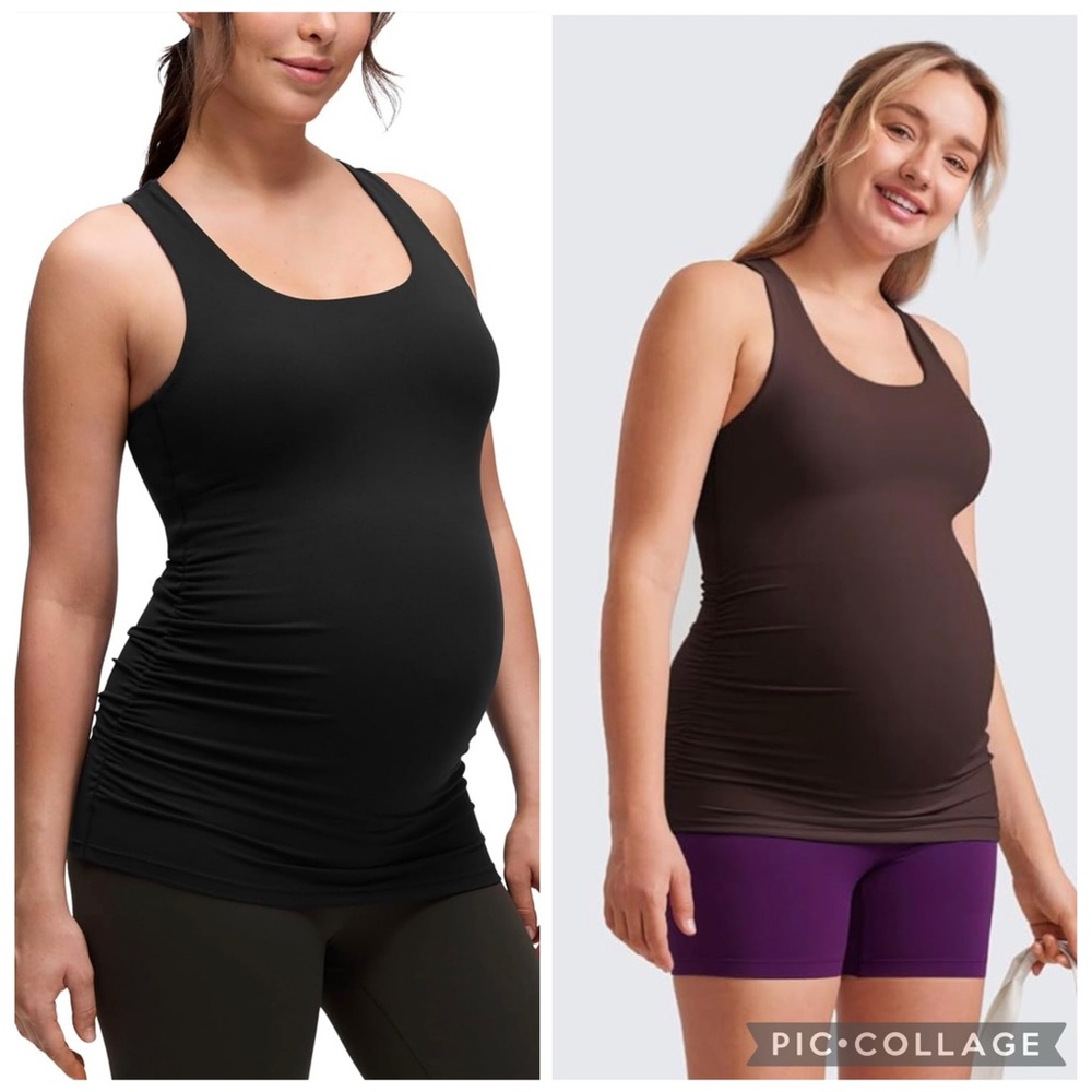 Lot of 2 CRZ YOGA Butterluxe Maternity Ruched Racerback Tank Tops